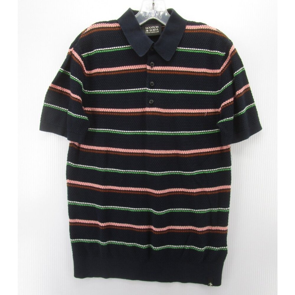 Scotch & Soda Black Striped Polo Shirt